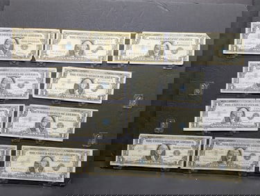 10 - $1 Silver Certs. 1935-F, 1957 (3)A & (3)B, (3) 1957,