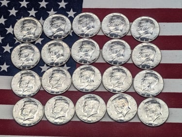 (20) 1964 Silver Kennedy Half Dollars, ALL BU