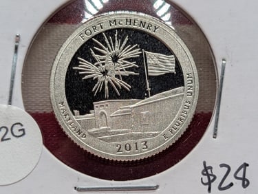 2013-S PROOF 90% Silver ATB "Fort McHenry" 25c. High Book Value