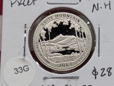2013-S PROOF 90% Silver ATB "White Mountain" 25c. High Book Value