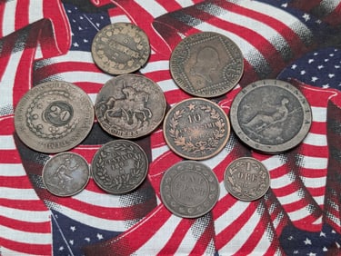 10 - Foreign Bronze Coins.  All Dated Pre-1900.  Some Better Coins.