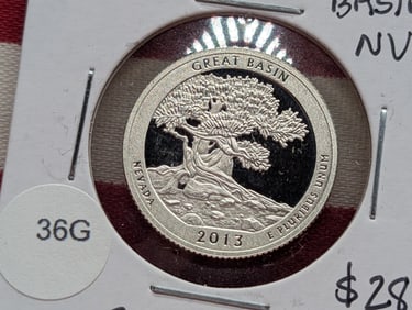 2013-S PROOF 90% Silver ATB "Great Basin" 25c. High Book Value