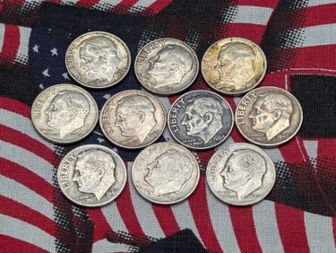 (10) Mixed Date Silver Roosevelt Dimes