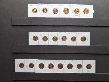 20 - Different Date Proof Lincoln Memorial Cents.