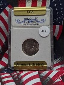 1952-D Jefferson Nickel, SGS MS70