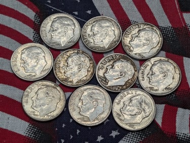 (2) 1964-D & (8) 1964-P Silver Roosevelt Dimes