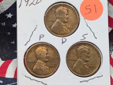 1920 P, D, S Lincoln Cents