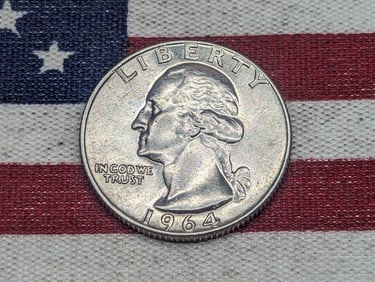 1964, Unc., 90% Silver, Washington Quarter, 61 Years Old
