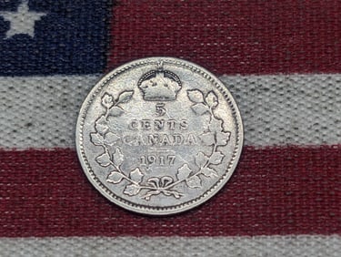 1917 - .925% Sterling Silver-  Canada 5 cent Coin, 108 Years Old