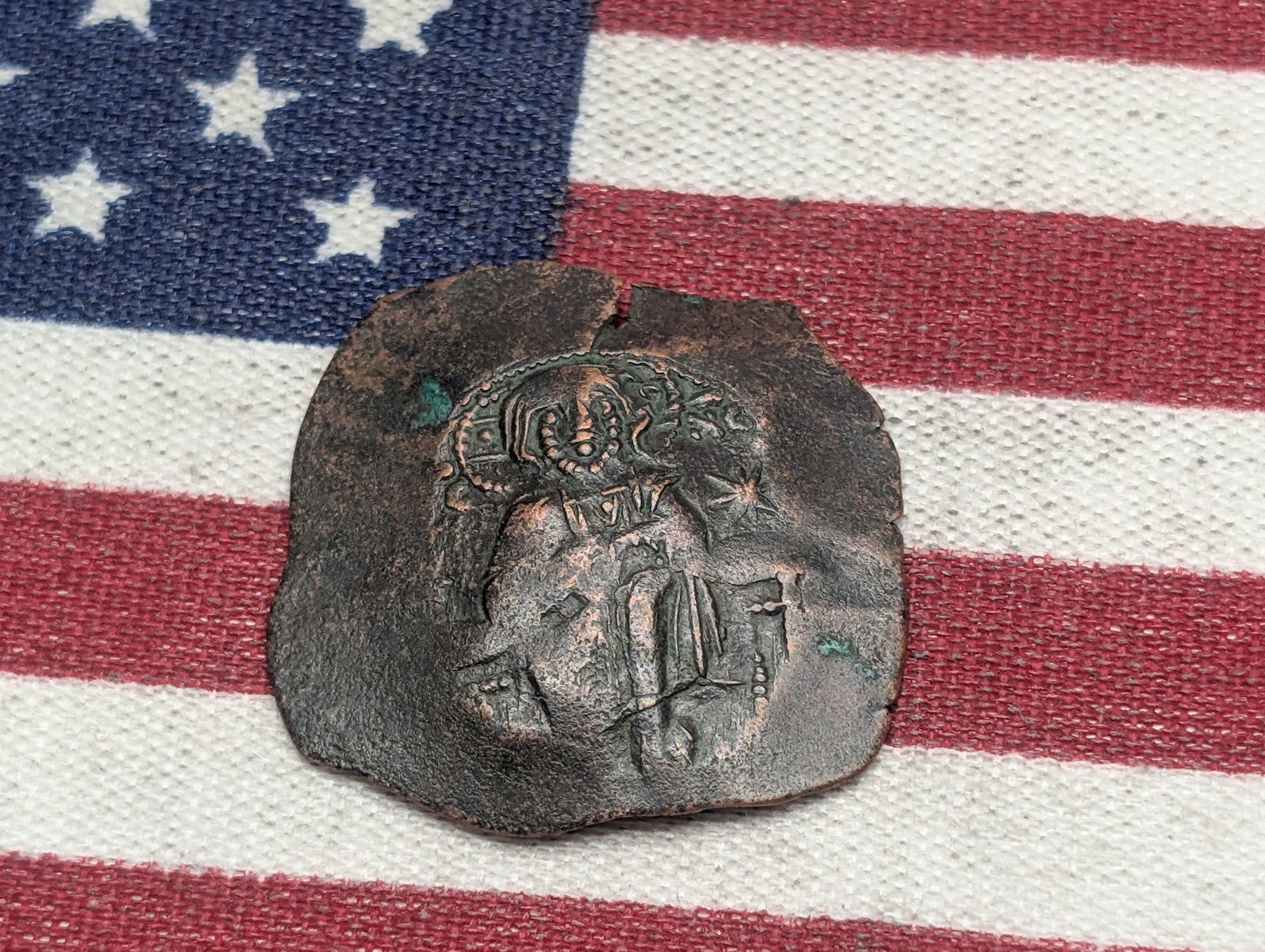 12th-14th Century (Depicting Jesus and Mary, EF+, Very High Grade) Byzantine Cup Coin-Medieval Coin, (1 of 2)