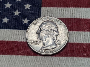 1959, Unc., 90% Silver, Washington Quarter, 66 Years Old
