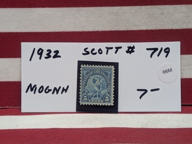 1932 Olympic 5 Cent Stamp, Scott # 719, Mint, Original Gum, Never Hinged