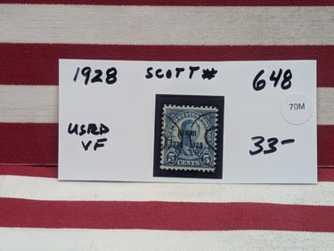 1928 Roosevelt (Hawaii) 5 Cent Used Stamp, Scott # 648