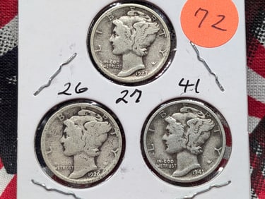 1926, 27, 41-D Mercury Dimes