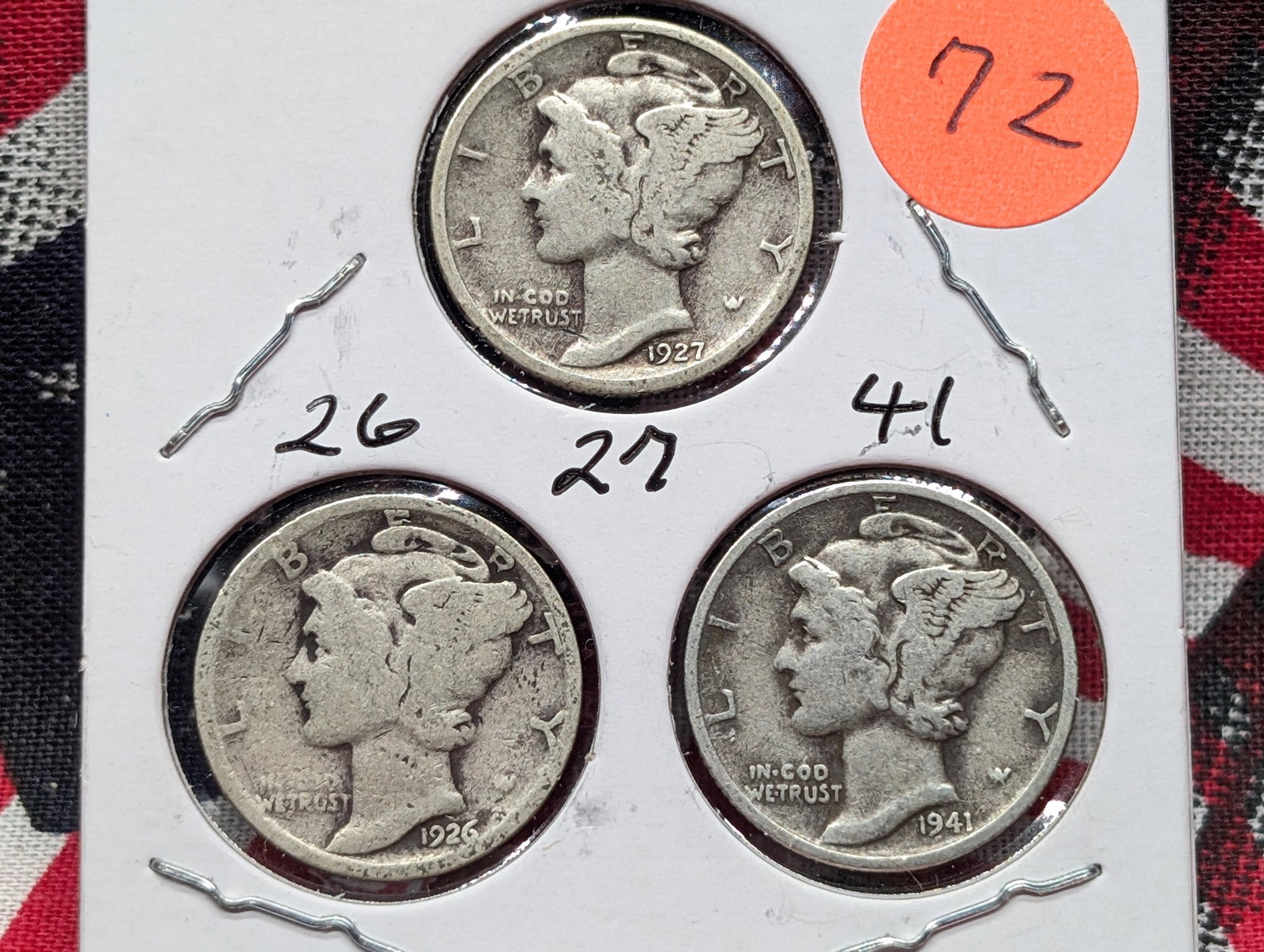 1926, 27, 41-D Mercury Dimes: 1926, 27, 41-D Mercury Dimes