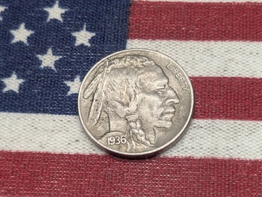 1936, XF-AU, Bold Details, Full Horn and Tail, Buffalo Nickel, 89 Years Old