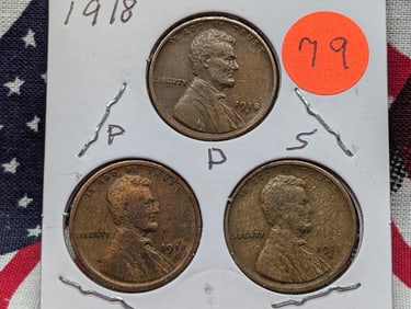 1918-P, D, S Lincoln Cents
