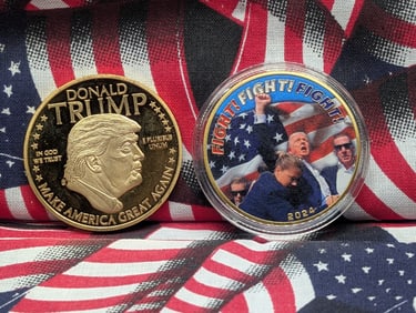 2 Trump Tokens, Fight-Fight-Fight & 2016 Sworn In, New, Novelty