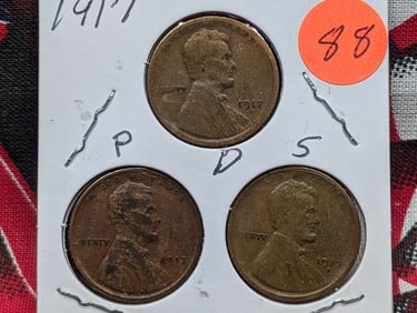 1917 P, D, S Lincoln Cents