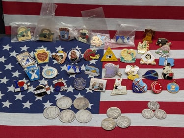 Grab Bag Penn. Women's Bowling Assoc Pins E-bay prices $4-$15 plus $1.55 in SILVER Coins