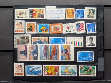 (30) Assorted Unused Postage, All Mint, Original Gum, Never Hinged