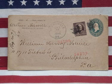 1896 Rare Scott # 257 & U 306 Vintage Envelope