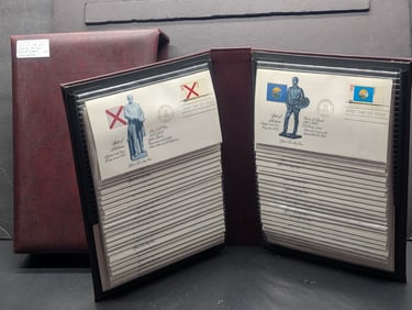 Stamp Album With Complete Fifty State Flag First Day Cachets, All Mint