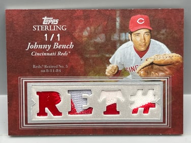 2008 Topps Sterling Johnny Bench Game Used Tri Color Red #1/1 Patch