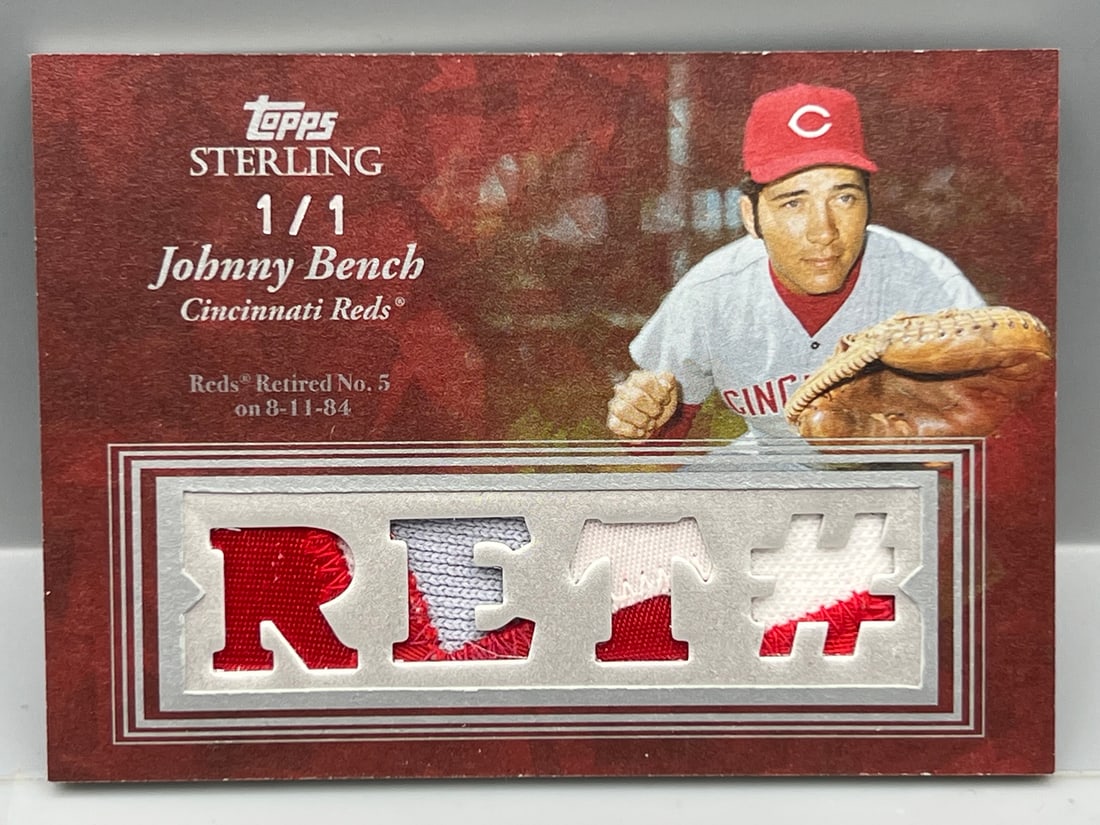 2008 Topps Sterling Johnny Bench Game Used Tri Color Red #1/1 Patch