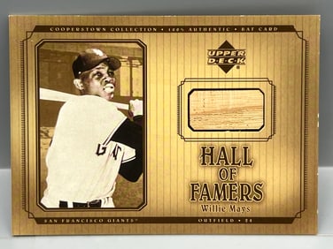 2001 Upper Deck Cooperstown Collection Willie Mays Hall Of Famers Game Used Bat Relic