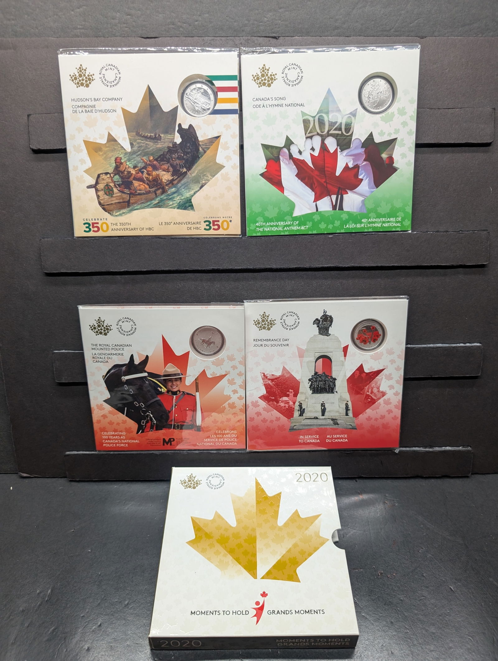 2020 Moments to Hold Grand Moments Canadian Mint Set, (4) Five Dollar .9999 Fine Silver Coins,