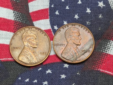 1953 Lincoln Wheat Cent w/ Deep Lamination & 1958 Lincoln Wheat Cent w/ Peel Type Lamination