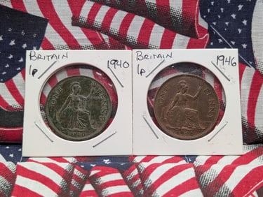 1940 & 1946 Great Britain One Pennies