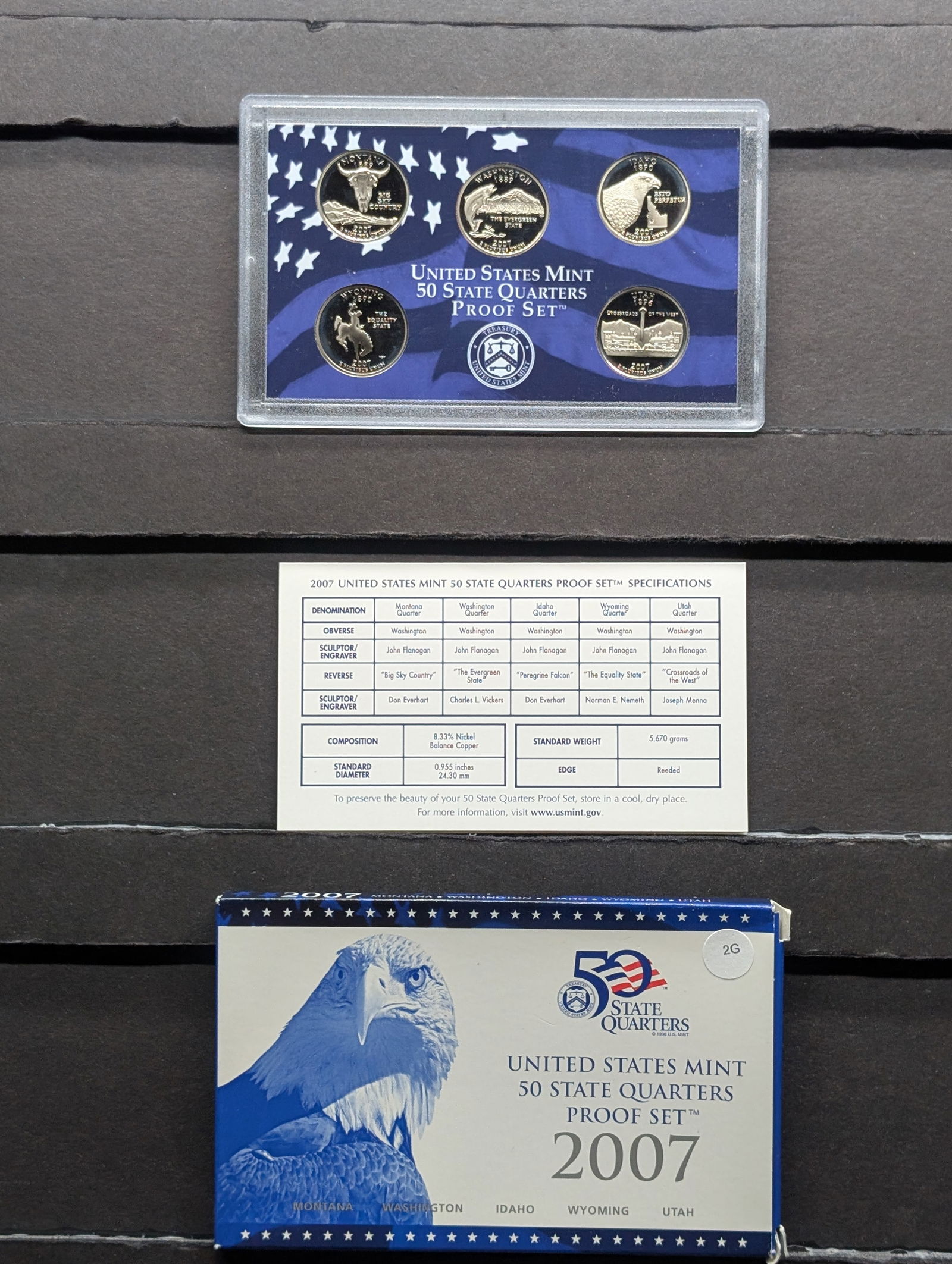 2007-S US Mint 50 State Quarter Proof Set; MT, WA, ID, WY, UT (1 of 4)