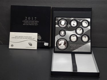 2017-S U. S. Mint Silver Proof Ltd Edition 8 Coin set in OGP w/ COA, (7) 90% Silver Coins & (1)