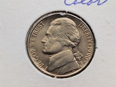 1990-P Jefferson Nickel off color