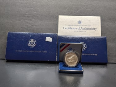 1987-S 200th Anniv Silver Dollar Proof Coin in OGP Presentation Box w/ COA