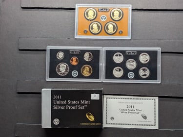 2011-S U. S. Mint Silver Proof 14 Coin Set in OGP w/Presidential Dollars & ATB Quarters
