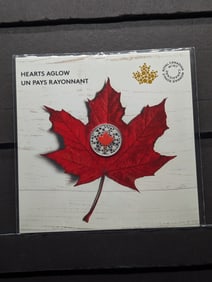 2018 Canadian Hearts Aglow Five Dollar Silver Coin, 99.99% Silver