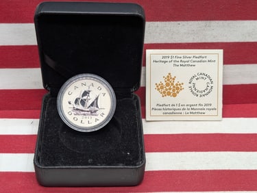 2019 One Dollar .9999% Silver Piedfort Heritage of the Royal Canadian Mint Coin in OGP w/ COA