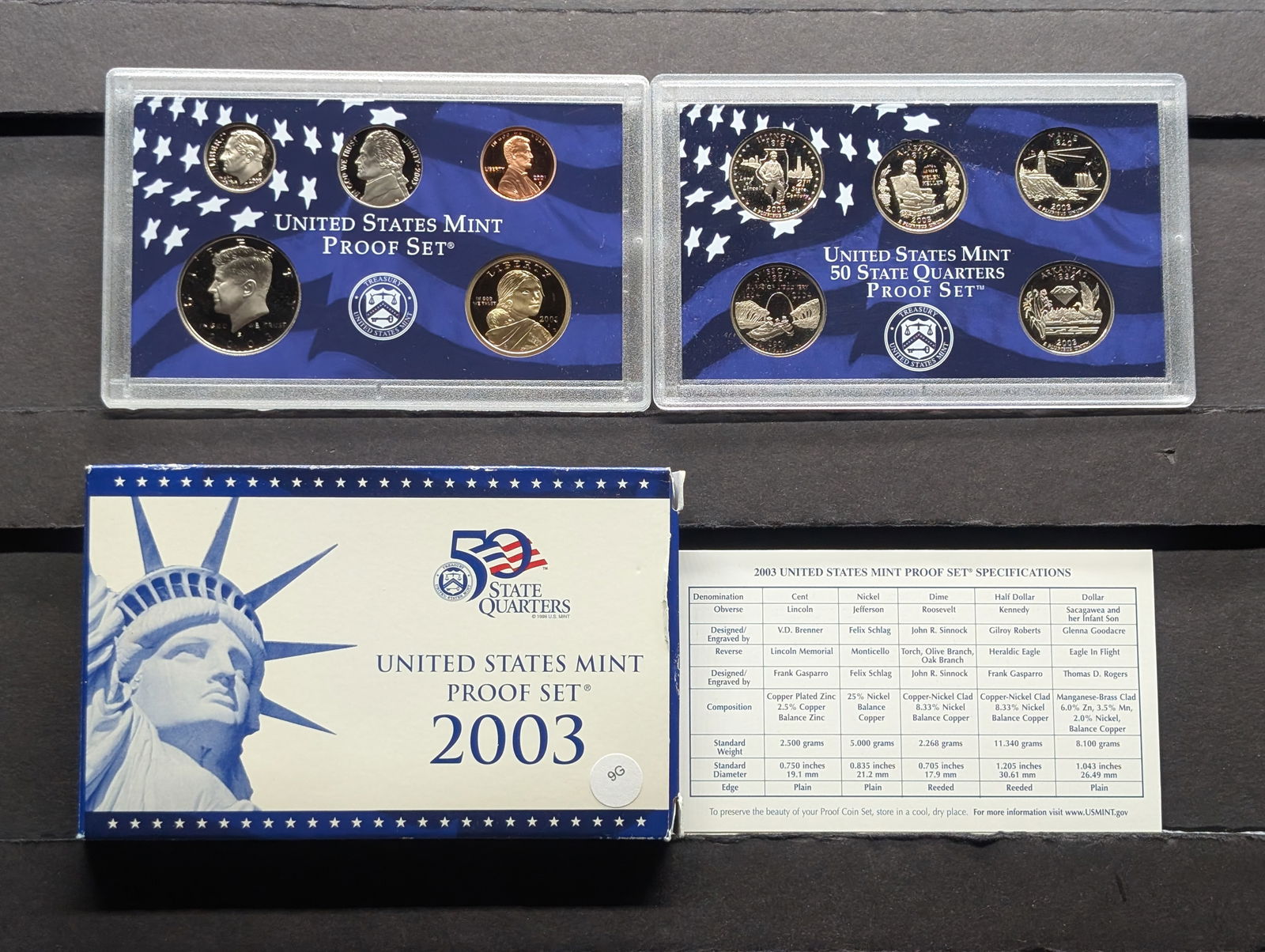 2003 S US Mint Proof Set w/50 State Quarters, OGP. 10 Coin Set (1 of 6)