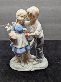 Porcelain Boy & Girl Figurine Made in Japan 6.75 Inches Tall