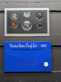 1969 S US Mint Proof Set. OGP. Contains 40% Silver Kennedy Half Dollar