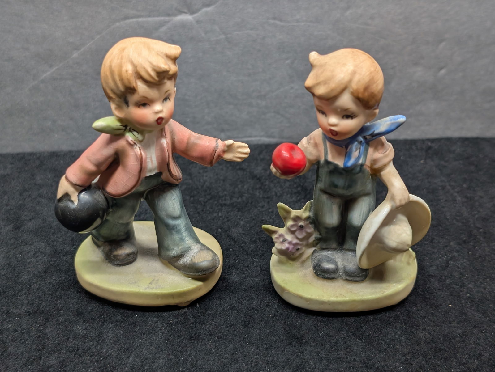Two Napco Ware Figurines Boy w/Bowling Ball  C7365 & Boy holding an apple and a Hat C7364 (1 of 9)