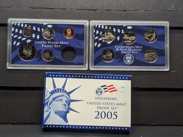 2005 -S U.S. Mint Proof Set In OGP, MISSING Sacagawea Dollar Coin, Includes State Quarters & Extra