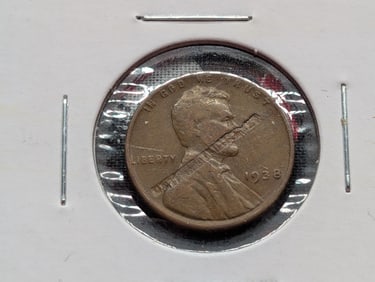 1938 Lincoln Wheat Cent off Center, Lamination Issue