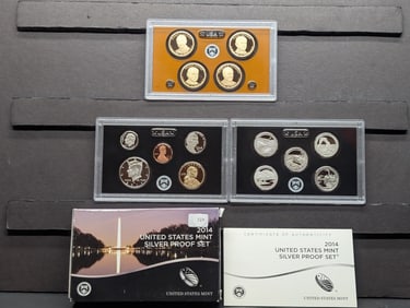 2014-S U.S. Mint Silver Proof 14 Coin Set in OGP w/Presidential Dollars & ATB Quarters