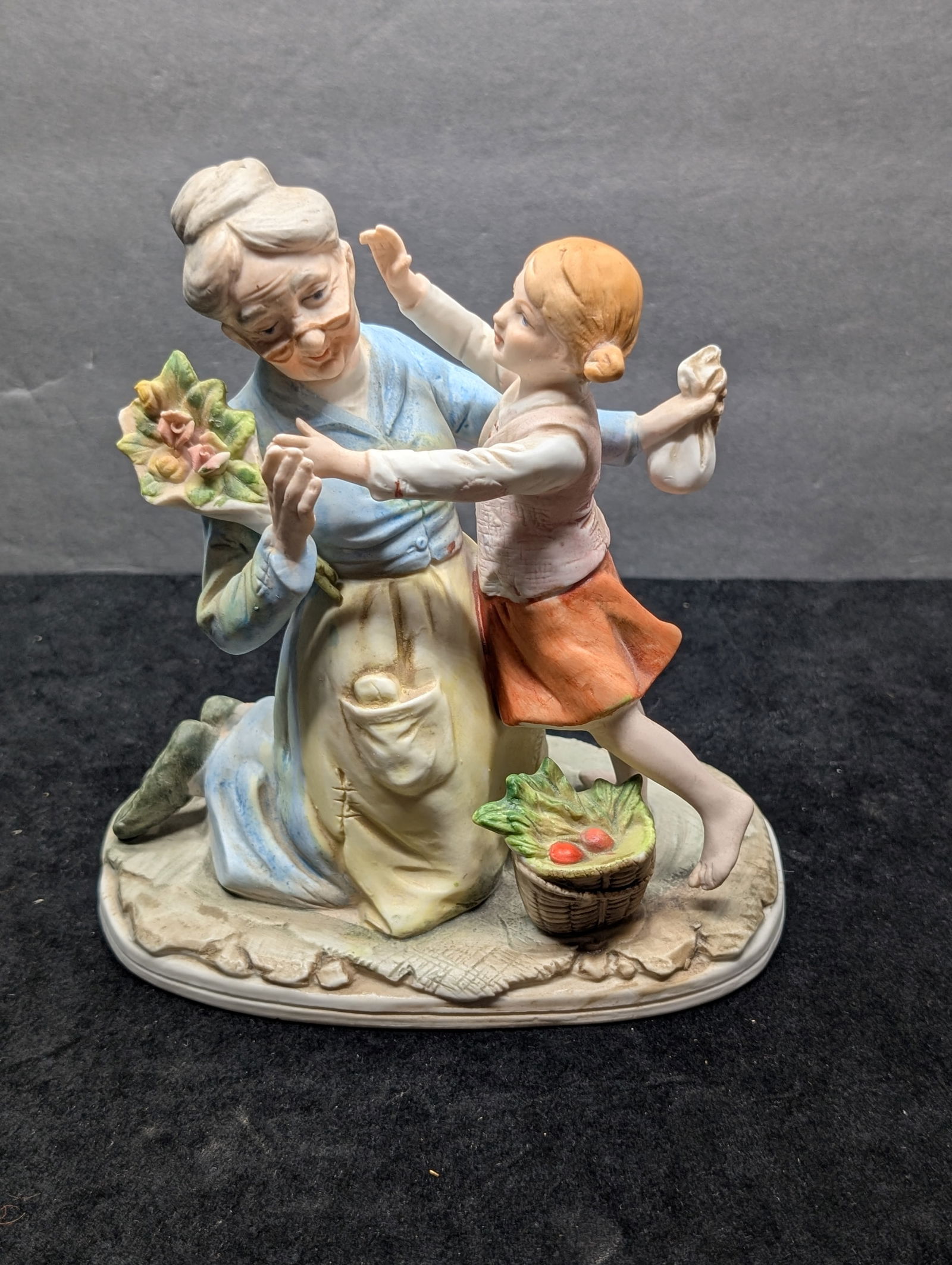 Bisque Grandma Playing with Granddaughter: Bisque Grandma Playing with Granddaughter