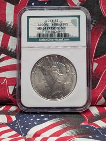 1923 U.S. Peace Dollar Binion Hoard NGC MS64 Prestige Set