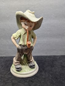 Boy in Cowboy Hat with Pipe - 1970's to 1980's Hi-Mark Figurine - Taiwan